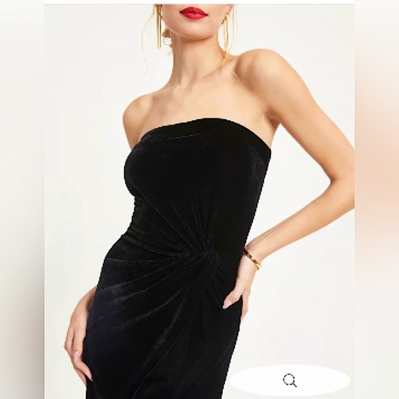 NWOT Vici Always You Strapless Black Velvet Midi Dress Sz Medium - Picture 2 of 5